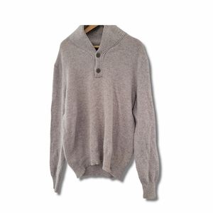 J.Crew Mens 100% Lambswool Pullover Button Up Size M